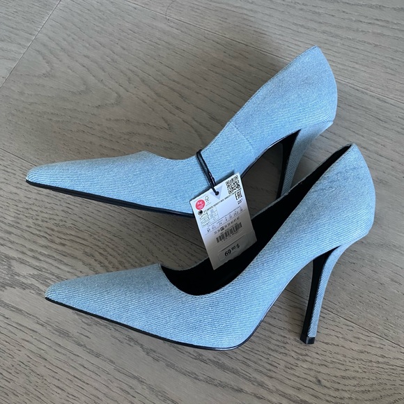 New Zara Blue Denim Heels Size 37 Size 7 super cute pumps. - Picture 5 of 5